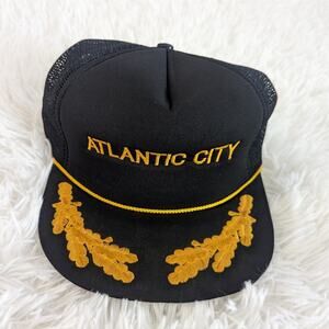 Vintage Men's Atlantic City Black with Mustard Yellow Embroidery Hat
